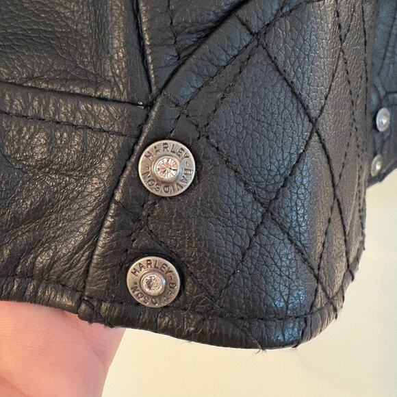 Harley Davidson Pink Label Swarovski Crystal Leather Biker Jacket Womens M - Picture 17 of 17